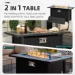 Walsunny 45" Propane Fire Pit Table 50,000 BTU Steel Gas Fire Pit with Removable Lid & Waterproof Cover and Tables