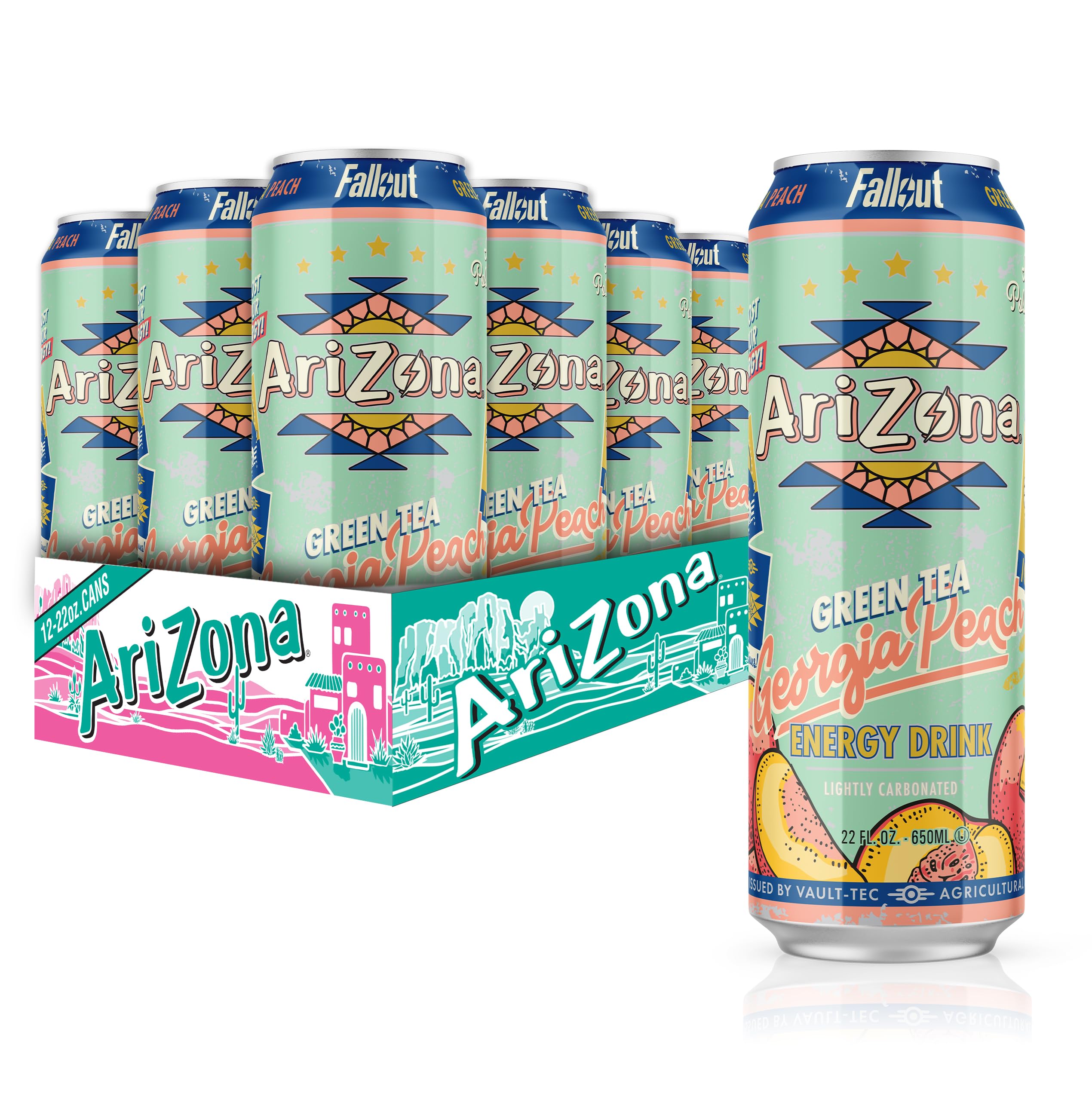 AriZona x Fallout Georgia Peach Green Tea - 234mg Natural Caffeine per Can AriZona x Fallout Georgia Peach Green Tea - 234mg Natural Caffeine per Can
