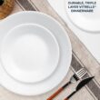 Corelle Vitrelle 18-Piece Service for 6 Dinnerware Set, Triple Layer Glass and Chip Resistant, Winter Frost White