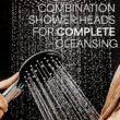 Veken High Pressure Rain Shower Head Combo with Extension Arm- Wide Showerhead with 6 Handheld Water Spray - Silver Chrome