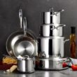 Tramontina Tri-Ply Clad Stainless Steel 12-Piece Cookware Set with Lids, Pots and Pans Kitchen Set