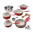 The Pioneer Woman 25-Piece Ceramic Nonstick Aluminum Cookware Set, Ombre Red
