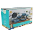 The Pioneer Woman Frontier Speckle 18 Piece Nonstick Aluminum Cookware Set, Blue