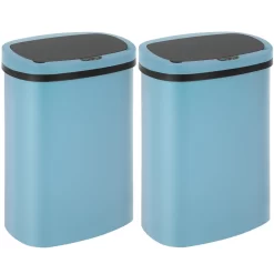 BestOffice 13 Gallon Plastic Touchless Trash Can with Motion Sensor for Indoor Use, 2 Pack(Blue)