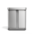 simplehuman 58 Liter, 15.3 Gallon Rectangular Hands-Free Dual Compartment Recycling Kitchen Step Trash Can, Brushed Stainless Steel