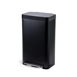 Home Zone Living 18.5 gal Kitchen Garbage Can Stainless Steel, Black