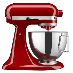 KitchenAid Deluxe 4.5 Stand Mixer, Empire Red with Flat Beater, Dough Hook, Whip