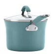 Rachael Ray Cucina Hard Enamel Nonstick Cookware and Measuring Cup Set, 18-Piece, Agave Blue