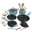 The Pioneer Woman Frontier Speckle 24-Piece Aluminum Cookware Combo Set, Turquoise, Blue