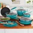 The Pioneer Woman Frontier Speckle 18-Piece Aluminum Cookware Set, Teal