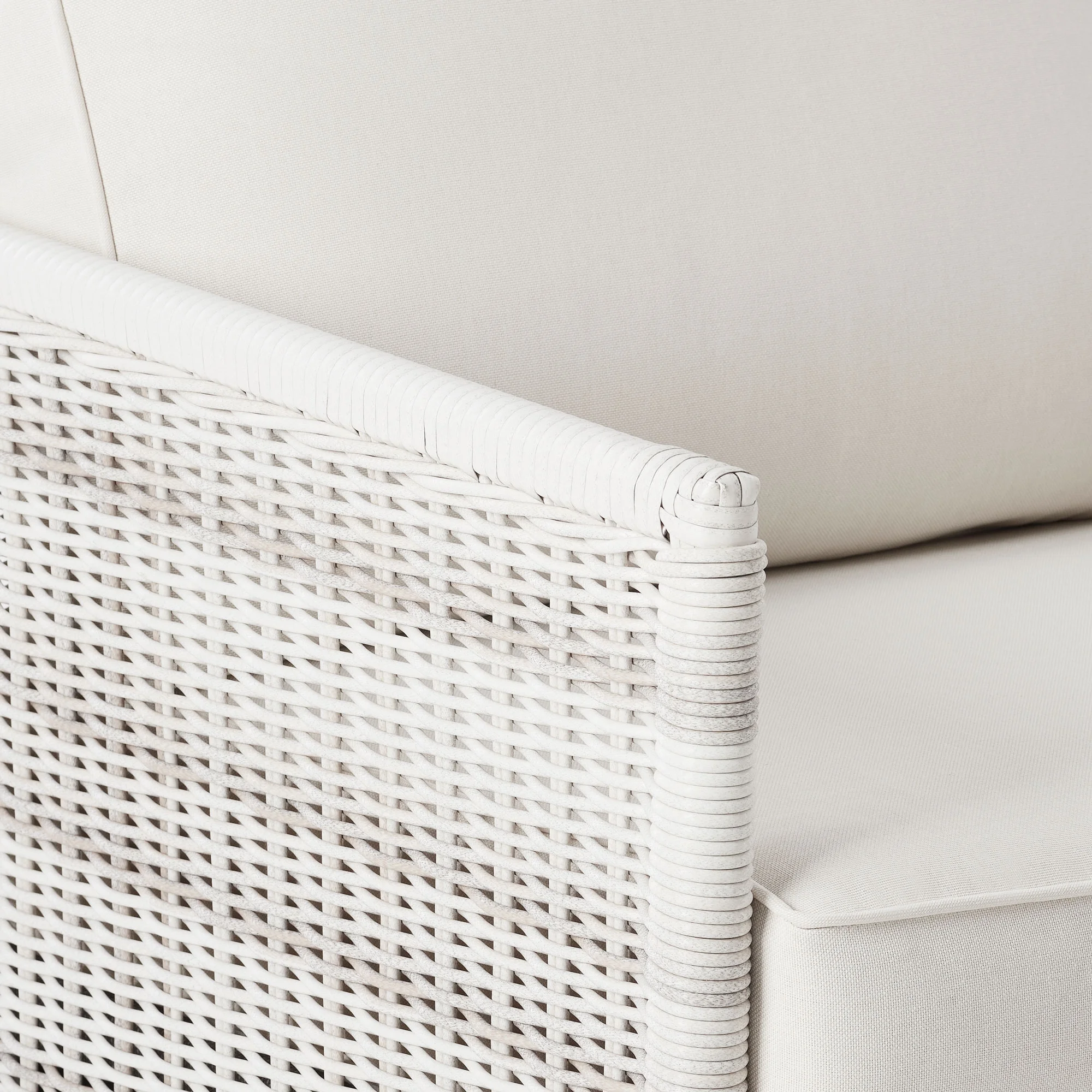 Better Homes & Gardens Paige Outdoor Wicker Stationary Lounge Chairs, Set of 2, White Better Homes & Gardens Paige Outdoor Wicker Stationary Lounge Chairs, Set of 2, White - Image 4
