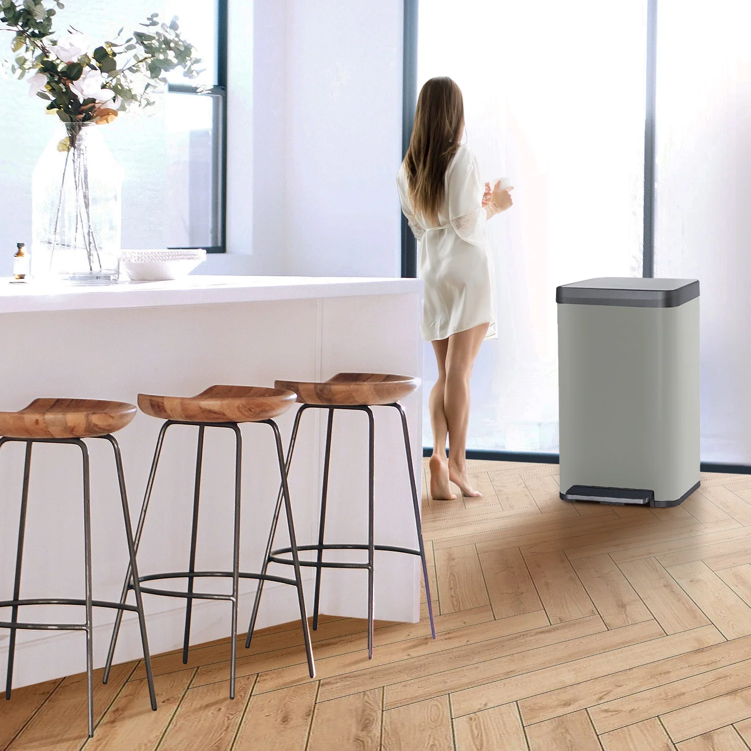Home Zone Living 18.5 gal/70 Liter Kitchen Garbage Can Stainless Steel, Ocean Fog Home Zone Living 18.5 gal/70 Liter Kitchen Garbage Can Stainless Steel, Ocean Fog - Image 12