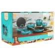 The Pioneer Woman Frontier Speckle 18-Piece Aluminum Cookware Set, Teal