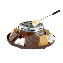 Nostalgia Tabletop Indoor Electric S'mores Maker - Smores Kit With Marshmallow Roasting Sticks and 4 Trays - Brown