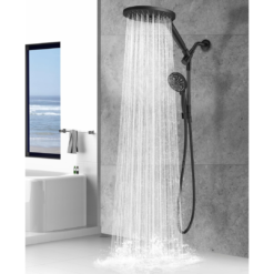 Dual Handheld Shower Head Combo, 2-in-1 Rain Shower Heads System 8 Inch Rainfall Shower Head, Black