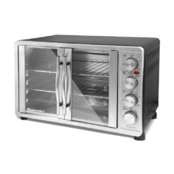 Elite Gourmet ETO-4510M French Door 47.5Qt, 18-Slice Convection Oven 4-Control Knobs, Stainless Steel