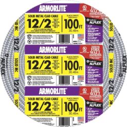 Southwire Armorlite 100-Feet 12 / 2 Solid Aluminum MC (Metal Clad) Cable