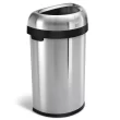 Simplehuman Semi-Round Open Top Can, 60-Liter Brushed Stainless Steel Indoor/Outdoor Kitchen Lidless Trash Can