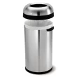 Simplehuman Bullet Open Top Can, 60-Liter Brushed Stainless Steel Indoor/Outdoor Kitchen Lidless Trash Can