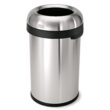 Simplehuman Bullet Open Top Can, 80-Liter Brushed Stainless Steel Commercial Indoor/Outdoor Kitchen Lidless Trash Can