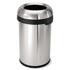 Simplehuman Bullet Open Top Can, 80-Liter Brushed Stainless Steel Commercial Indoor/Outdoor Kitchen Lidless Trash Can
