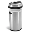 Simplehuman Semi-Round Open Top Can, 60-Liter Brushed Stainless Steel Indoor/Outdoor Kitchen Lidless Trash Can