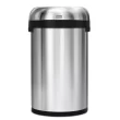Simplehuman Semi-Round Open Top Can, 60-Liter Brushed Stainless Steel Indoor/Outdoor Kitchen Lidless Trash Can