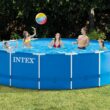 Intex 15-Feet x 15-Feet x 48-Inches Metal frame Round Above-Ground Pool with Filter Pump, Ground Cloth, Pool Cover, Ladder