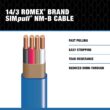 Southwire 250-Feet 14 / 3 / Romex SIMpull Solid Indoor CU NM-B W/G Individual pack ( By-the-roll )