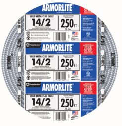 Southwire Armorlite 250-Feet 14 / 2 Solid Aluminum MC (Metal Clad) Cable