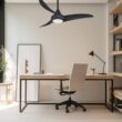 Minka Aire Light Wave 44 44-Inches Black with Black Blades Integrated LED Fixture Indoor Downrod mount Propeller Ceiling Fan With Light and Remote ( 3 -Blade)