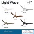 Minka Aire Light Wave 44 44-Inches Black with Black Blades Integrated LED Fixture Indoor Downrod mount Propeller Ceiling Fan With Light and Remote ( 3 -Blade)