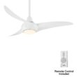 Minka Aire Light Wave 44 44-Inches White with White Blades Integrated LED Fixture Indoor Downrod mount Propeller Ceiling Fan With Light and Remote ( 3 -Blade)