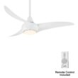 Minka Aire Light Wave 44 44-Inches White with White Blades Integrated LED Fixture Indoor Downrod mount Propeller Ceiling Fan With Light and Remote ( 3 -Blade)