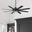 Honeywell Xerxes 62-Inches Matte Black with Matte Black Ash Blades Indoor Downrod mount Windmill Ceiling Fan With Light and Remote ( 8 -Blade)
