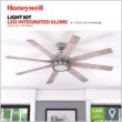 Honeywell Xerxes 62-Inches Brushed Nickel with Gray Oak/French Oak Blades Indoor Downrod mount Windmill Ceiling Fan With Light and Remote ( 8 -Blade)