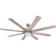 Honeywell Xerxes 62-Inches Brushed Nickel with Gray Oak/French Oak Blades Indoor Downrod mount Windmill Ceiling Fan With Light and Remote ( 8 -Blade)