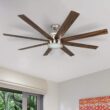 Honeywell Xerxes 62-Inches Brushed Nickel with Gray Oak/French Oak Blades Indoor Downrod mount Windmill Ceiling Fan With Light and Remote ( 8 -Blade)
