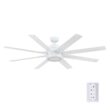 Honeywell Xerxes 62-Inches Bright White with White Gray Wash Blades Indoor Downrod mount Windmill Ceiling Fan With Light and Remote ( 8 -Blade)