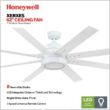 Honeywell Xerxes 62-Inches Bright White with White Gray Wash Blades Indoor Downrod mount Windmill Ceiling Fan With Light and Remote ( 8 -Blade)