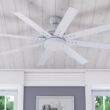 Honeywell Xerxes 62-Inches Bright White with White Gray Wash Blades Indoor Downrod mount Windmill Ceiling Fan With Light and Remote ( 8 -Blade)