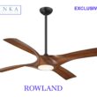 Minka Ceiling Fan Co. Rowland 56-Inches Matte Black with Distressed Koa Blades Color-Changing Integrated LED Fixture Indoor/Outdoor Downrod mount Standard Ceiling Fan With Light and Remote ( 4 -Blade)