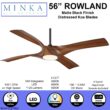 Minka Ceiling Fan Co. Rowland 56-Inches Matte Black with Distressed Koa Blades Color-Changing Integrated LED Fixture Indoor/Outdoor Downrod mount Standard Ceiling Fan With Light and Remote ( 4 -Blade)
