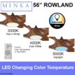 Minka Ceiling Fan Co. Rowland 56-Inches Matte Black with Distressed Koa Blades Color-Changing Integrated LED Fixture Indoor/Outdoor Downrod mount Standard Ceiling Fan With Light and Remote ( 4 -Blade)