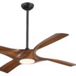 Minka Ceiling Fan Co. Rowland 56-Inches Matte Black with Distressed Koa Blades Color-Changing Integrated LED Fixture Indoor/Outdoor Downrod mount Standard Ceiling Fan With Light and Remote ( 4 -Blade)