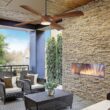 Minka Ceiling Fan Co. Rowland 56-Inches Matte Black with Distressed Koa Blades Color-Changing Integrated LED Fixture Indoor/Outdoor Downrod mount Standard Ceiling Fan With Light and Remote ( 4 -Blade)