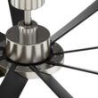 Fanimation Studio Collection SixtyFour 64-Inches Brushed Nickel with Black Blades Color-Changing Integrated LED Fixture Indoor/Outdoor Downrod mount Standard Ceiling Fan With Light and Remote ( 9 -Blade)
