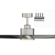 Fanimation Studio Collection SixtyFour 64-Inches Brushed Nickel with Black Blades Color-Changing Integrated LED Fixture Indoor/Outdoor Downrod mount Standard Ceiling Fan With Light and Remote ( 9 -Blade)