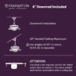 Fanimation Studio Collection SixtyFour 64-Inches Brushed Nickel with Black Blades Color-Changing Integrated LED Fixture Indoor/Outdoor Downrod mount Standard Ceiling Fan With Light and Remote ( 9 -Blade)