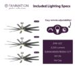 Fanimation Studio Collection SixtyFour 64-Inches Brushed Nickel with Black Blades Color-Changing Integrated LED Fixture Indoor/Outdoor Downrod mount Standard Ceiling Fan With Light and Remote ( 9 -Blade)